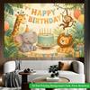 2D Flat Backdrop1pc Animals Birthday Party Cute Backdrop Banner Polyester Wall Decor For Living Room Bedroom Office Outdoor Decor Party