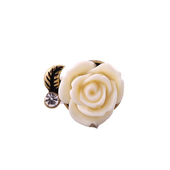 Ring Rose Leaf Elegant Vintage Women Rhinestone Ring for Dating