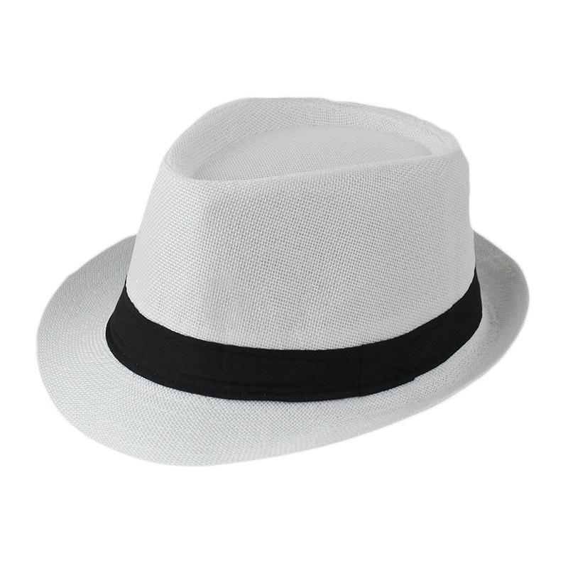 Cappelli Fedora Estivi per Uomo Mezza Età Cappellino Lino Panama Monocolore Jazz Cappello Cowboy Uomo Donna Festa Britannica Cappello da Sole
