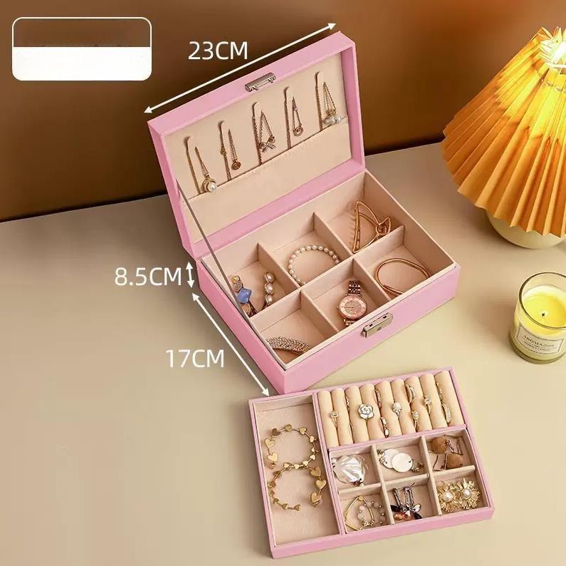Three-layer Jewelry Storage Box, High-end Exquisite Necklace, Earrings, Gold Jewelry, Hand Jewelry Box, Large-capacity Multi-layer Pumping.