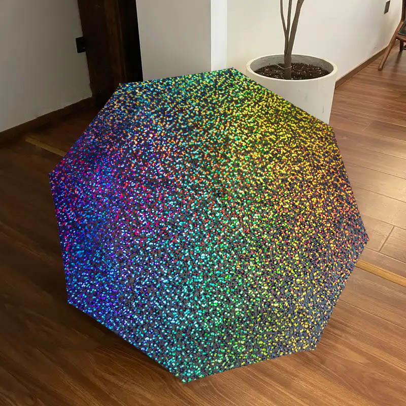 1 Stück Glitzer-Kreismuster-Schirmdesign, Automatisches Öffnungs- und Schließsystem, Hochwertiger Reiseschirm, Leicht und Tragbar