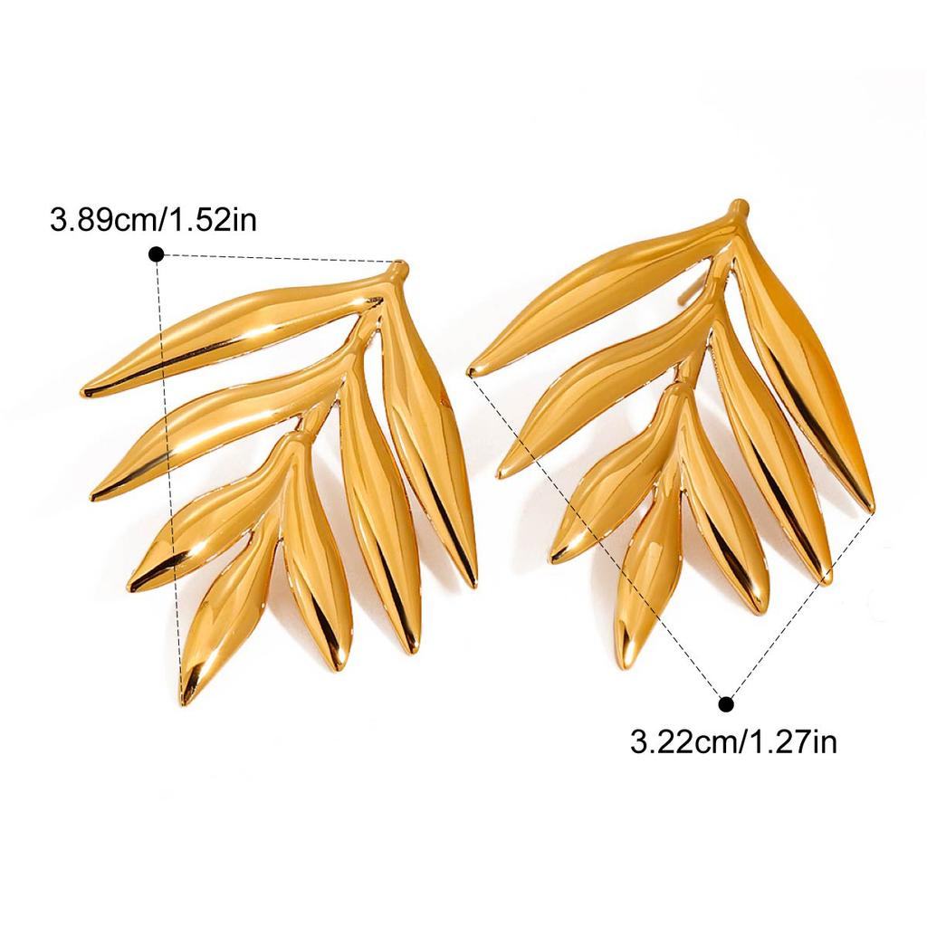 Yori Trendy Daily Stainless Steel Leaf Earrings Chic Golden PVD Plated Fashion Charm Handmade Jewelry 2025