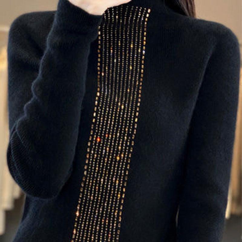 Sweater for Women Autumn Winter Lightweight Warm Knitted Stretchy Long Sleeve Tops