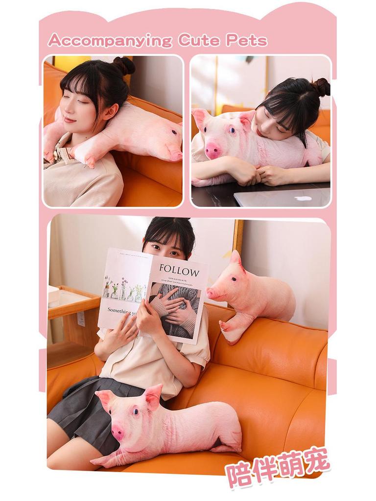 Realistic Pig Hug Pillow Plush Toy - Creative Sand Sculpture Sow Doll Gift for Friends