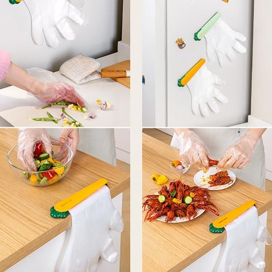 Glove Clip Strong Clamping Force Punch-free Easy Access Not Easily Break Easy-to-Wear Carrot Shape Disposable Glove Clip Kitchen Gadget