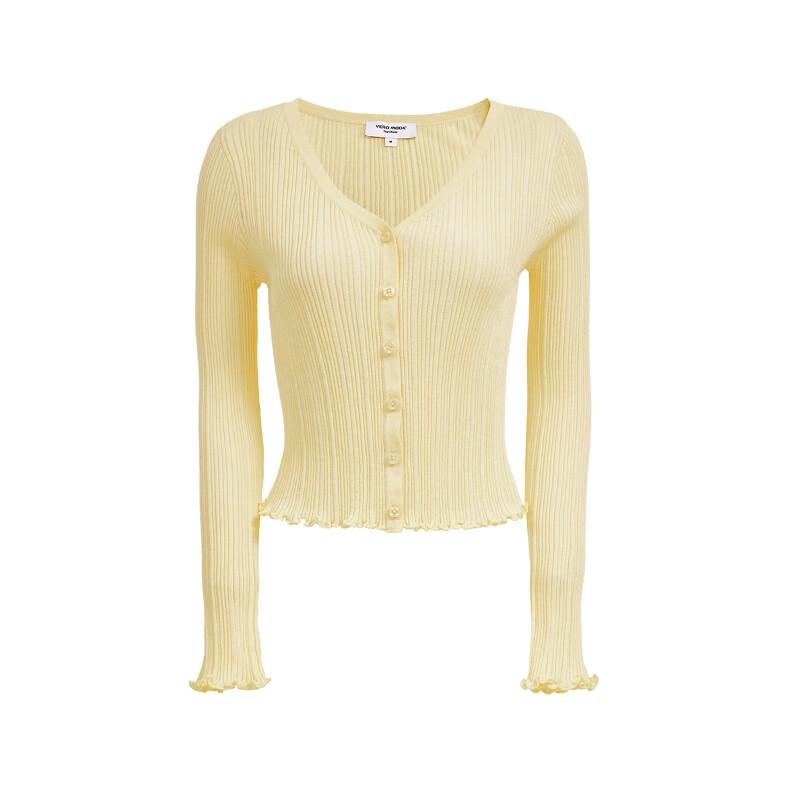VEROMODA Ruffle V-Neck Knit Sweater