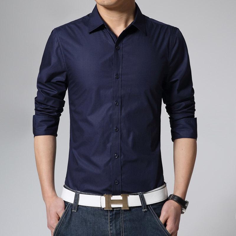 Men's Long Sleeve Slim Fit Non-Iron Korean Style Formal White Shirt
