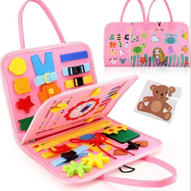 Montessori Dinosaur & Elephant Felt Busy Board Puzzle for Early Childhood Education