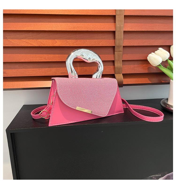 2025 Spring New Foreign Style Splicing Contrasting Color Portable Temperament Design Temperament Single Shoulder Crossbody Small Square Bag Woman