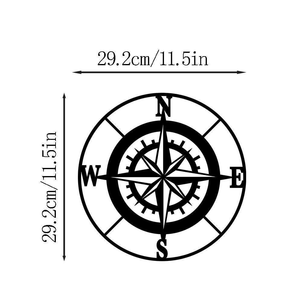 Nautical Compass Wall Decor – Black Metal Compass for Outdoor Wall Art  Perfect for Coastal and Maritime Themes