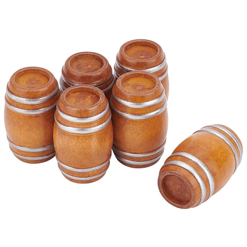 Mini Wooden Beer Barrels for Dollhouses Bar Scene Decoration Beer Festivals and Party Setting Natural Wood