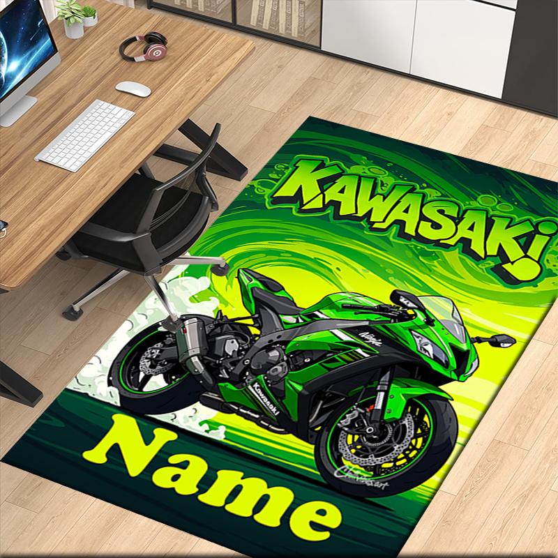 Custom Name Motorcycle Printed Carpet, for Office Chair Living Room Bedroom Kitchen Room Decor Gifts.
