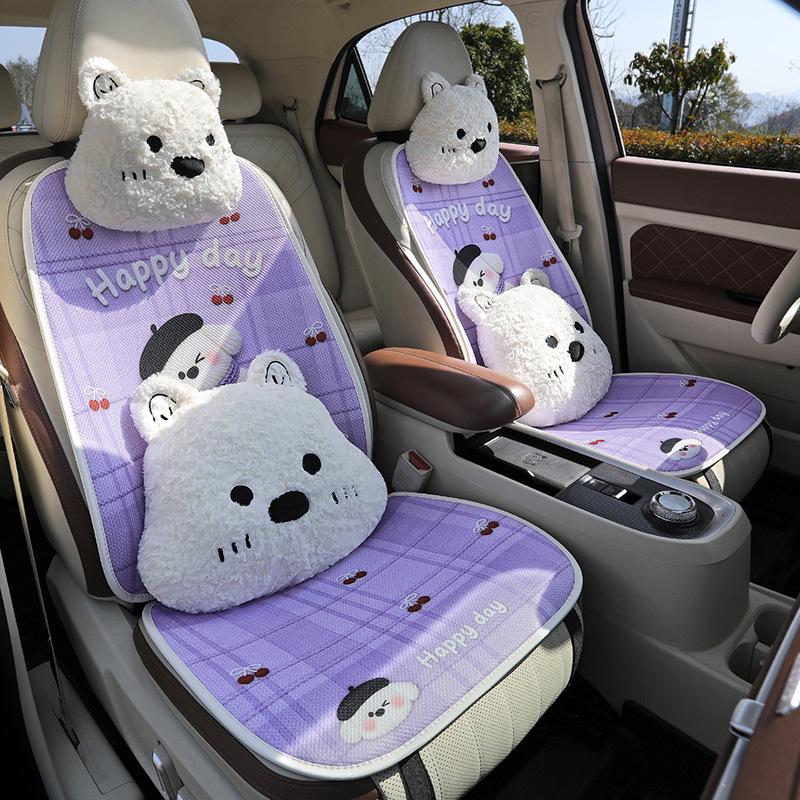 Cherry Cartoon Dog Car Seat Cushion for Ford EcoSport, RuiSi, Focus - Year-Round Use