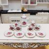 1 Set 15Pcs Miniature Tableware Ceramic Tea Set Dollhouse Playhouse Toys Pocket Mini Tea Set Mini Food Toys Gift