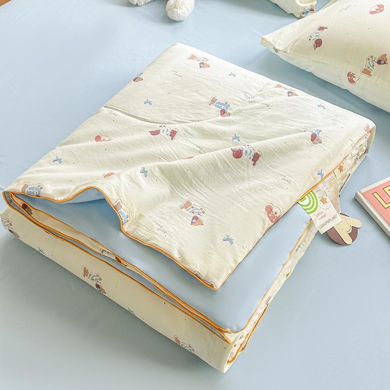 Class A Washed Cotton Soybean Fiber Gauze Quilt - Double Layer Summer Cool, Machine Washable
