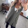 Women's Autumn/Winter V-Neck Casual Loose Knit Sweater Vest with Pockets