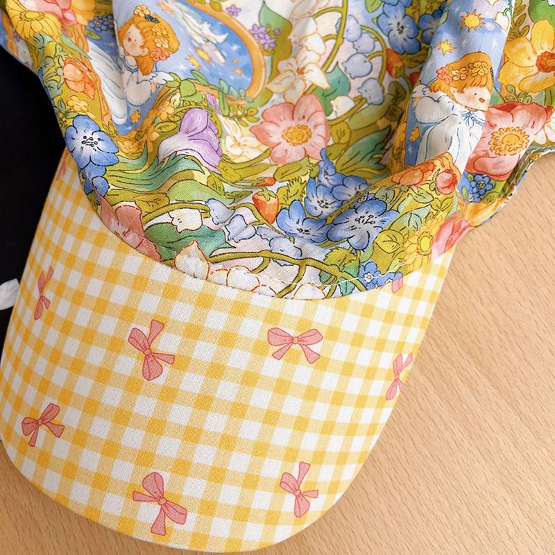 French Retro Literary Printing Headscarf Caps For Women Spring And Summer Outdoor Shopping Po Seaside Vacation Sun Hat