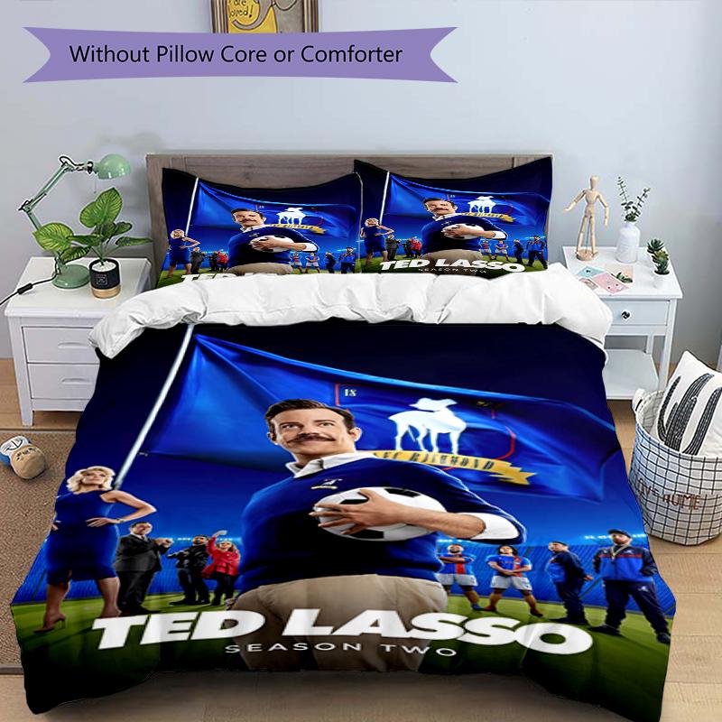 3pcs Ted Lasso Bedding Set Duvet Cover Closure Includes 1 Duvet Cover & 2 Pillowcases, Soft and Comfortable for All Seasons.
