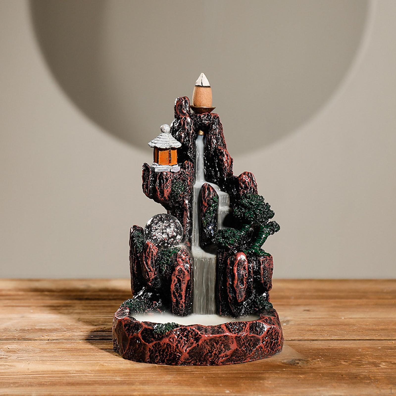 

Mountain Stream Backflow Holder Waterfall Burner LED Light Ornament for Home Bedroom Living Room