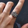 Retro Cthulhu Eye of Providence Adjustable Open Ring For Men Silver-plated Copper Gothic Punk Edgy  Accessories Cool Gift