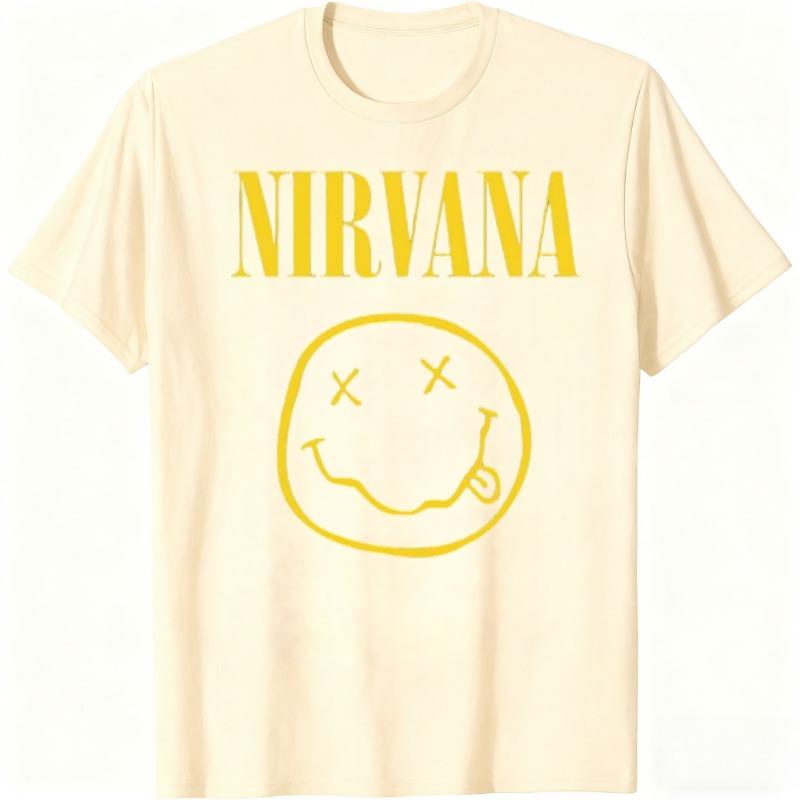 Nirvana Rock Band Men's T-shirt Hip-hop Style Men's and Women's Oversized Y2K Tee Casual Loose Outdoor Street