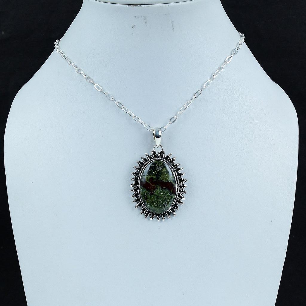 Erstaunlicher Drachenblut-Jaspis Edelstein Silberanhänger in 925 Sterling Silber - Handgefertigtes ovales Design, Alltagsschmuck Wattegeschenk