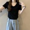 V-neck Short Sleeve T Shirt Pullover Flip Neck Blouses Fashion Y2k Crop Tops Women  Woman