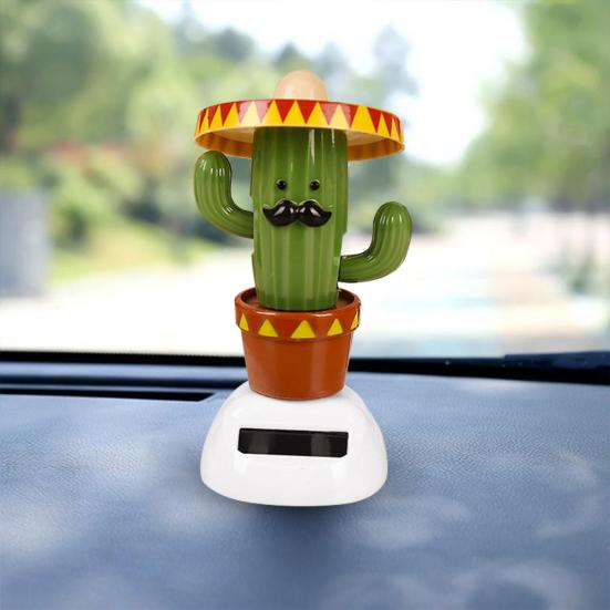 Solar Beach Girl Swing Car Cactus Automatic Ornament Interior Dashboard Decor