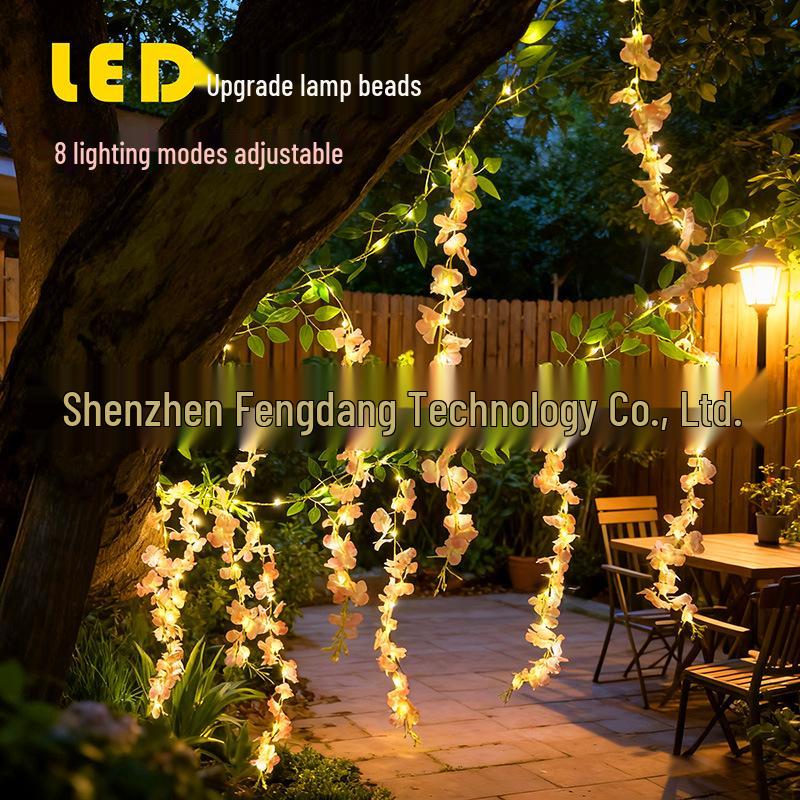Solar LED Flower Vine String Lights for Outdoor Decor