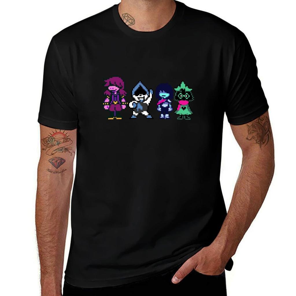 Deltarune Hauptcharaktere Suzie Lancer Kriss Rasiel T-Shirt Standard Passform Einfarbiges T-Shirt