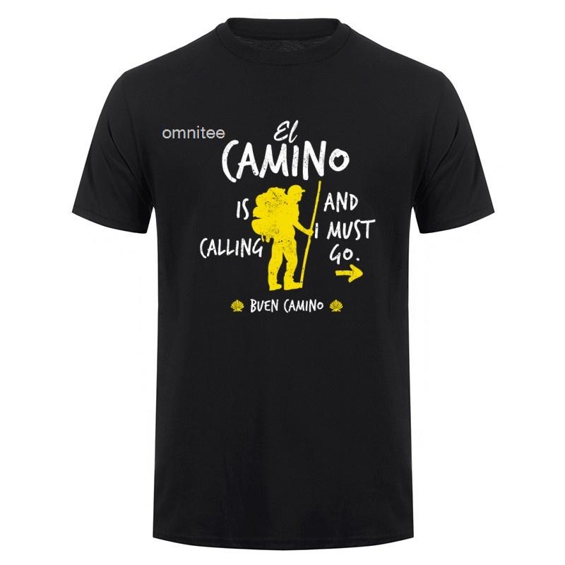 Buen Camino De Santiago St James Way Pilgrim Hiking Spain Tshirt Oneck Cotton Short Sleeve T Shirts Tops Hj116