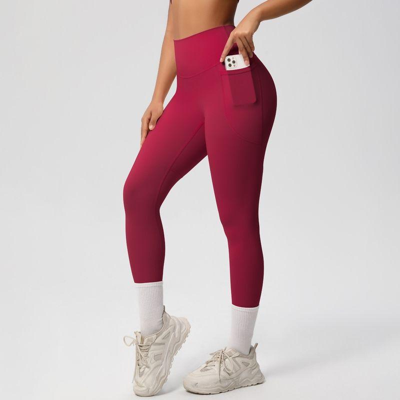 Fashion Nude Feel Beauty Back Cross Bubble Wrap Sports Bra High Waist Hip Lift Pocket Sports Yoga Pants Fitness Suit Women