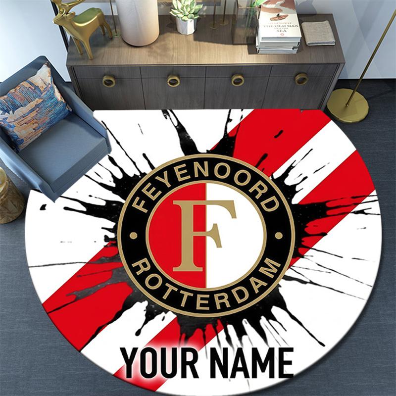Custom Name Feyenoord Rotterdam2 Round Area Rug,Carpet Rug for Living Room Bedroom Sofa Playroom Decor,Non-slip Floor Mat