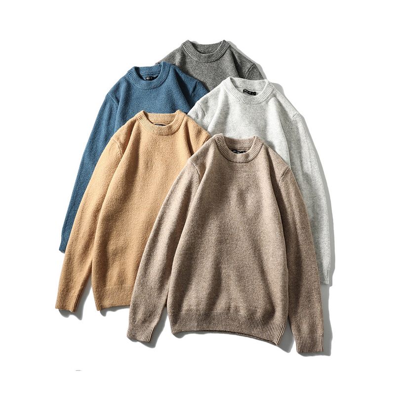 Wool Blend Sweater for Men, Winter Inner Wear, Round Neck, Slim Fit, Warm Wool Sweater, Foreign Trade Men's Pullover Knitwear
