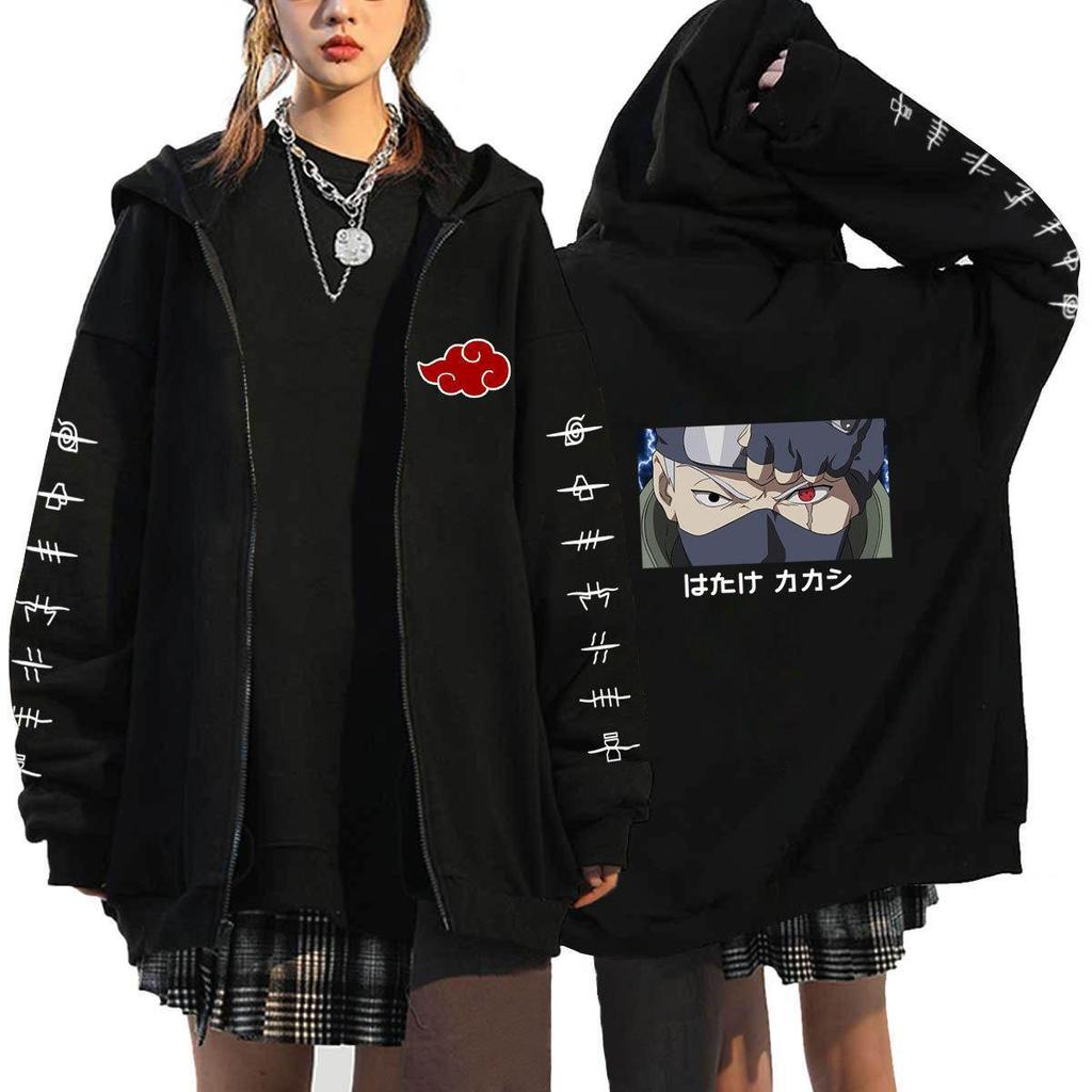 Naruto Men's Cardigan Hooded Sweatshirt Uchiha Itachi Anime Men Women Streetwear Harajuku Akatsuki Hoodies Sweatshirt Clothes