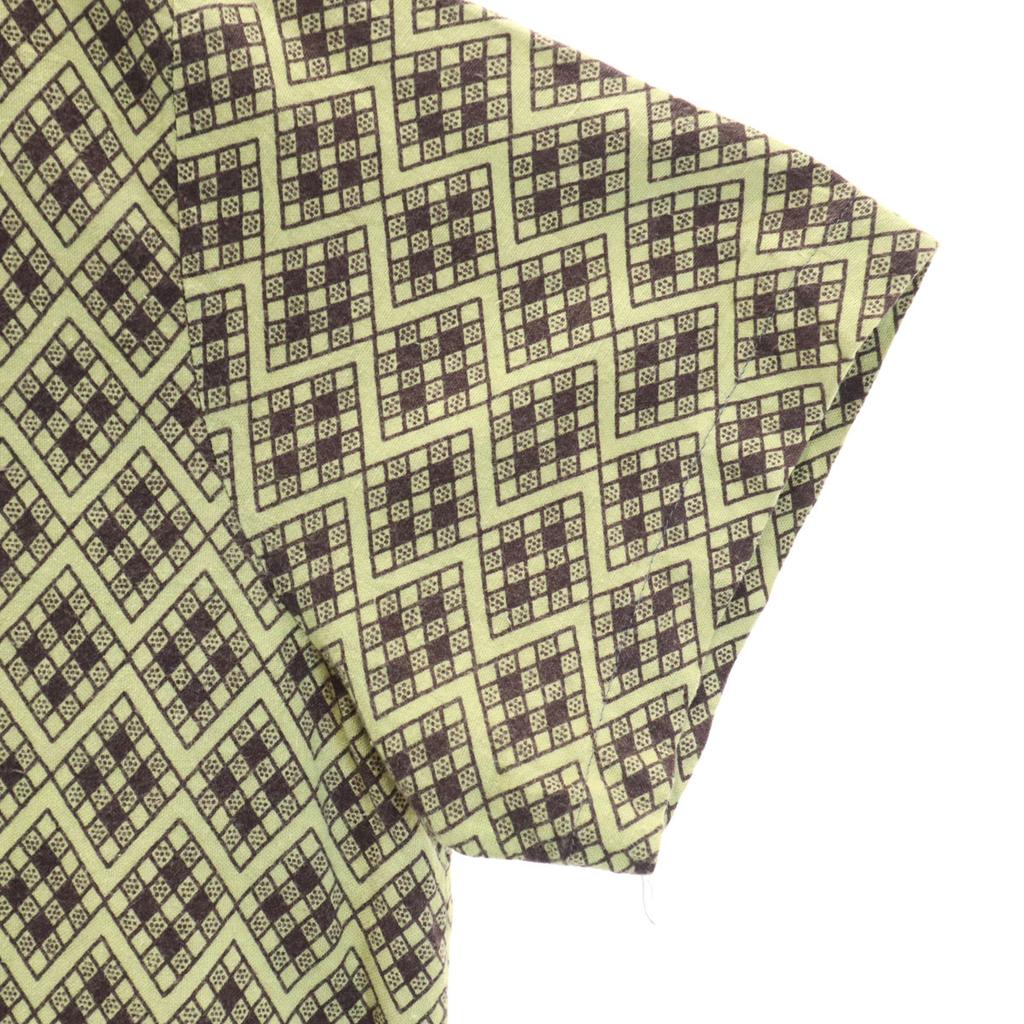 Vintage 70s EUR Argyle Pattern Short Sleeve Open Color Shirt Light Green Men's Used