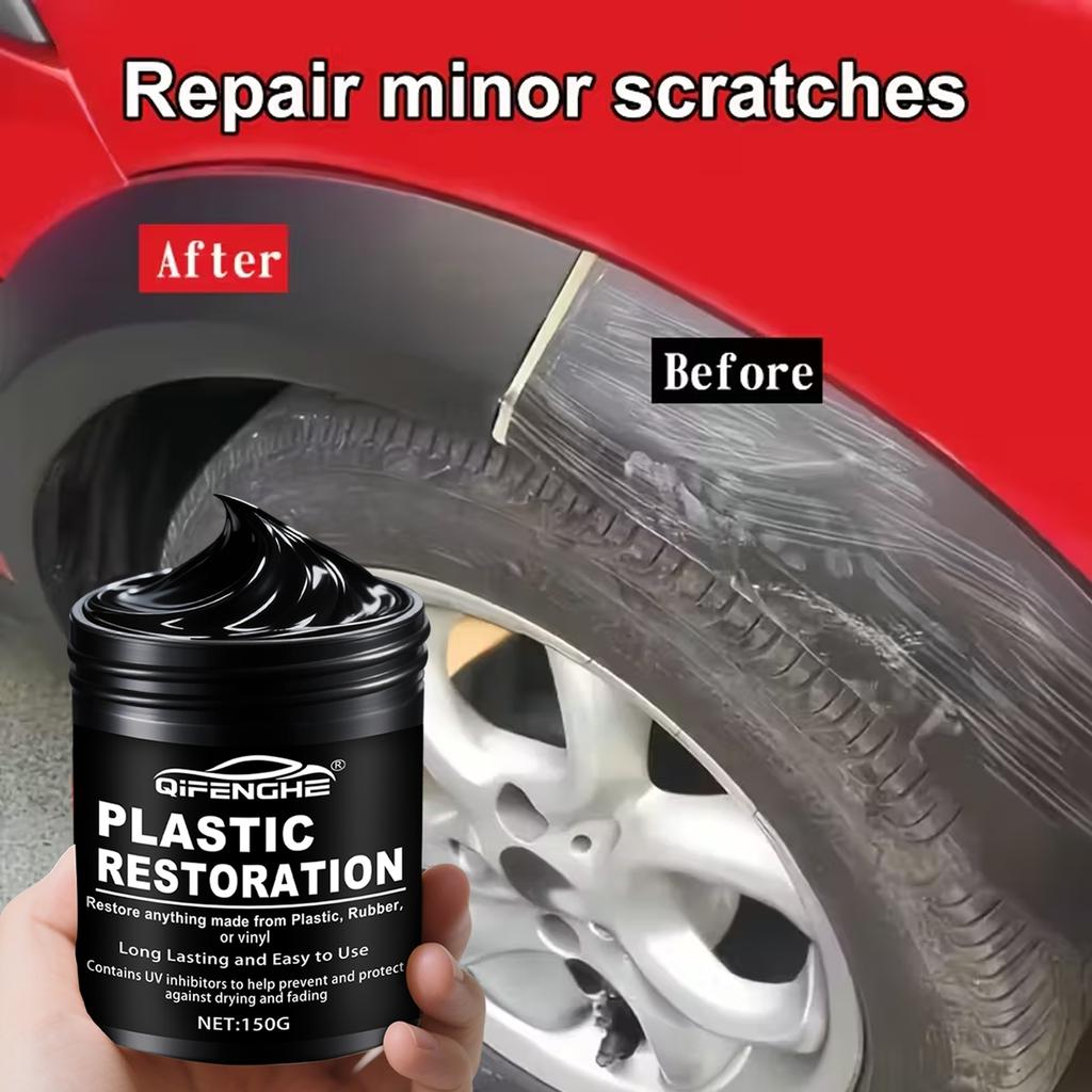 Car Plastic Restorer Polish Paste 150g - Tire, Interior & Bumper Shine & Protection, Long-Lasting Gloss, Automotive Plastic Care