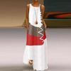 New Women's Retro V-Neck Sleeveless Printed Summer Dress with Pockets, Style 9333