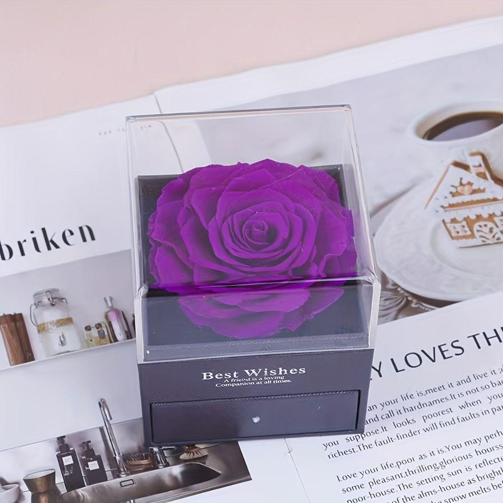 Romantic Heart Pendant Necklace with Artificial Rose Jewelry Gift Box Mother's Day Gift