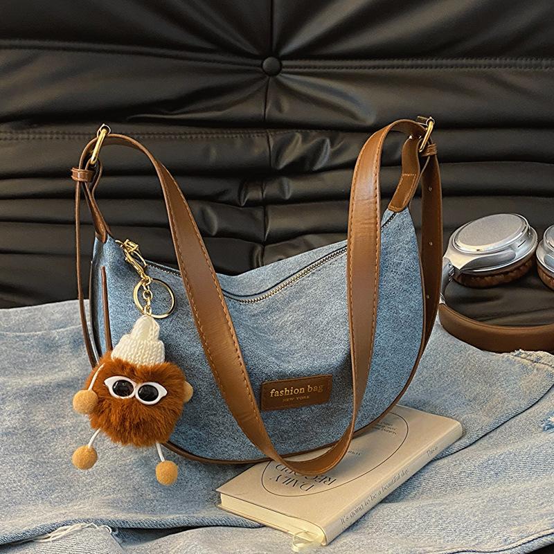 

Casual tote bag women s large-capacity bag women s 2024 new niche summer shoulder bag simple and fashionable messenger bag without pendant джинсовий синього кольору