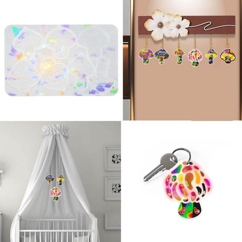 Light and Shadow Keychain Pendant Silicone Molds Mushroom-shape Holographic Mold DIY Ornaments Mould for Birthday Gift