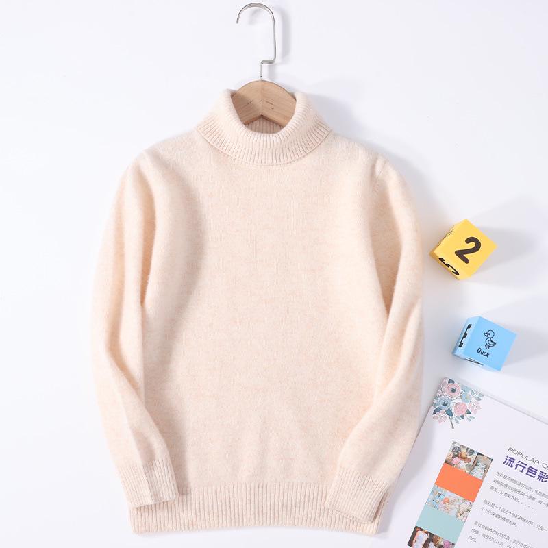 Children's 100% Pure Wool High Turtleneck Sweater - Autumn & Winter Pullover for Boys and Girls