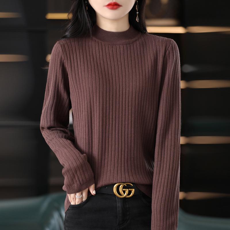 Women's High-Neck Slim-Fit Knit Sweater for Autumn/Winter - Versatile and Stylish
