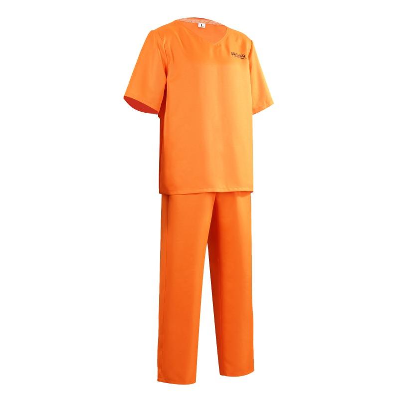Halloween American Adult Men's and Women's Performance Costume Prisoner's Play Costume Orange Prisoner's Uniform C Uniform Factory