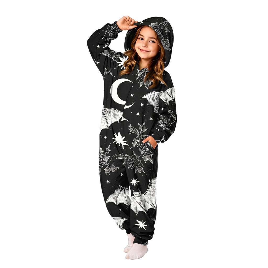 Kids Halloween Printed Flannel Pajama Set for Boys Girls
