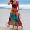Sleeveless Gradient Maxi Dress Scoop Neck Casual Loose Fit Summer Dresses for Women Uk Ladies Summer Dresses Uk