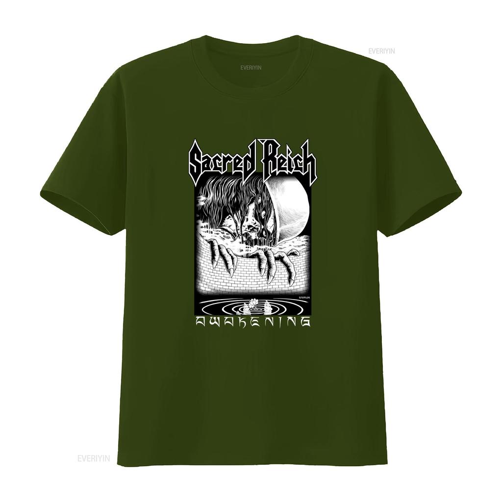Sacred Reich Awakening Tour T Shirt Heavy Metal Band Design Fit Premium Quality Print Vintage Washed Casual Designer Clothes