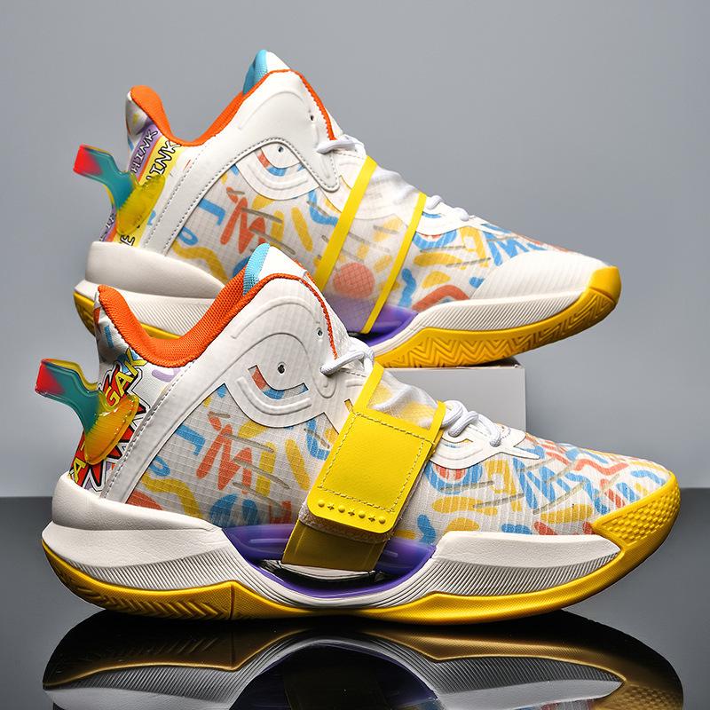 Luminous Velcro High-Top Unisex Basketball Shoes for Teens, Trendy Sports Footwear for Cement Courts