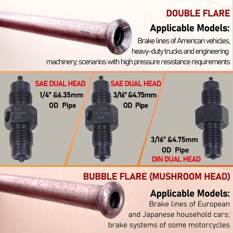 Professional Alloy Brake Tube Flaring Kit With Mushroom And Double Flaring Heads 7Pieces Auto Motorcycle Mechanic Tool