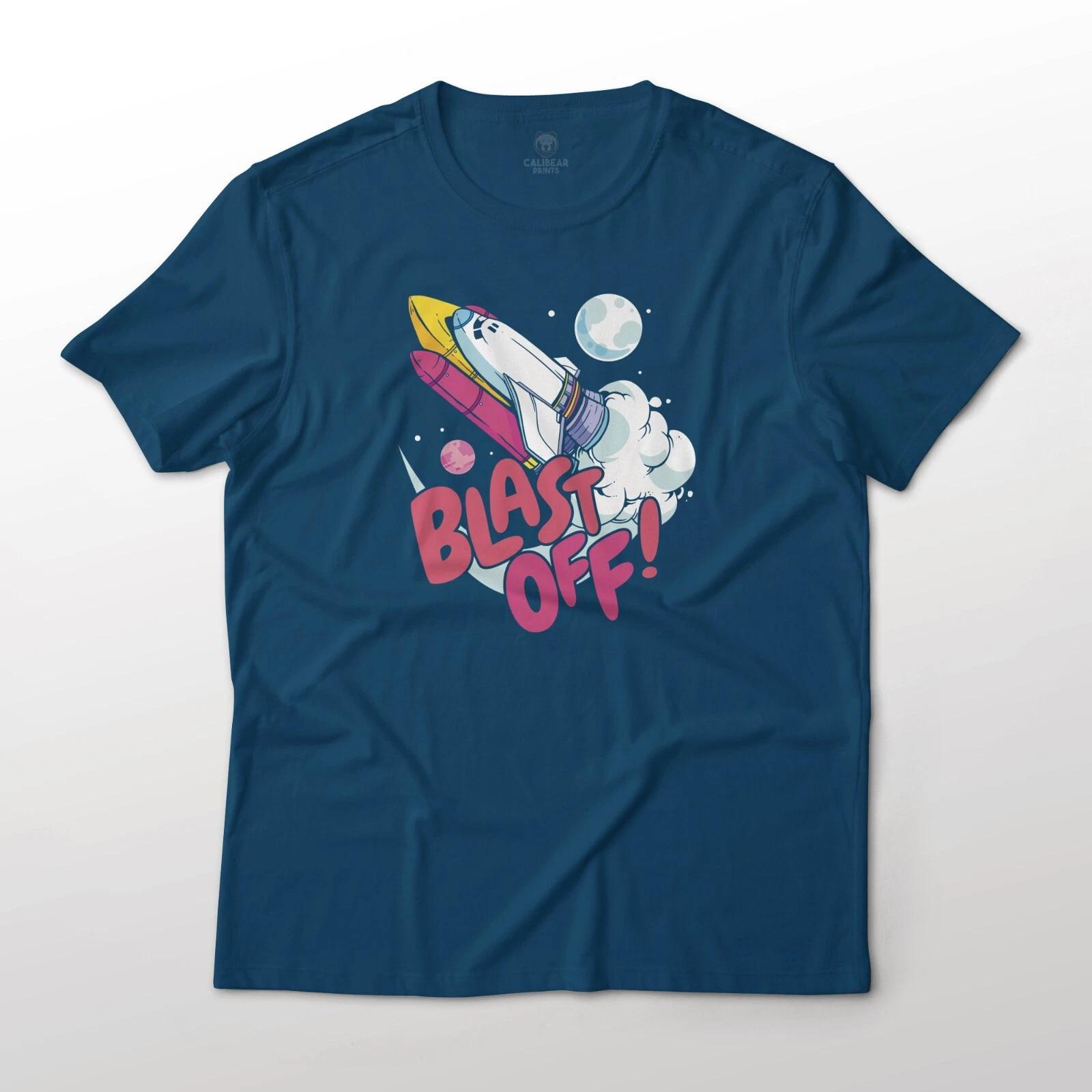 

Space Shuttle Blast Off Cartoon Aesthetic Graphic T-T-Shirt Unisex 100% Cotton Tee S